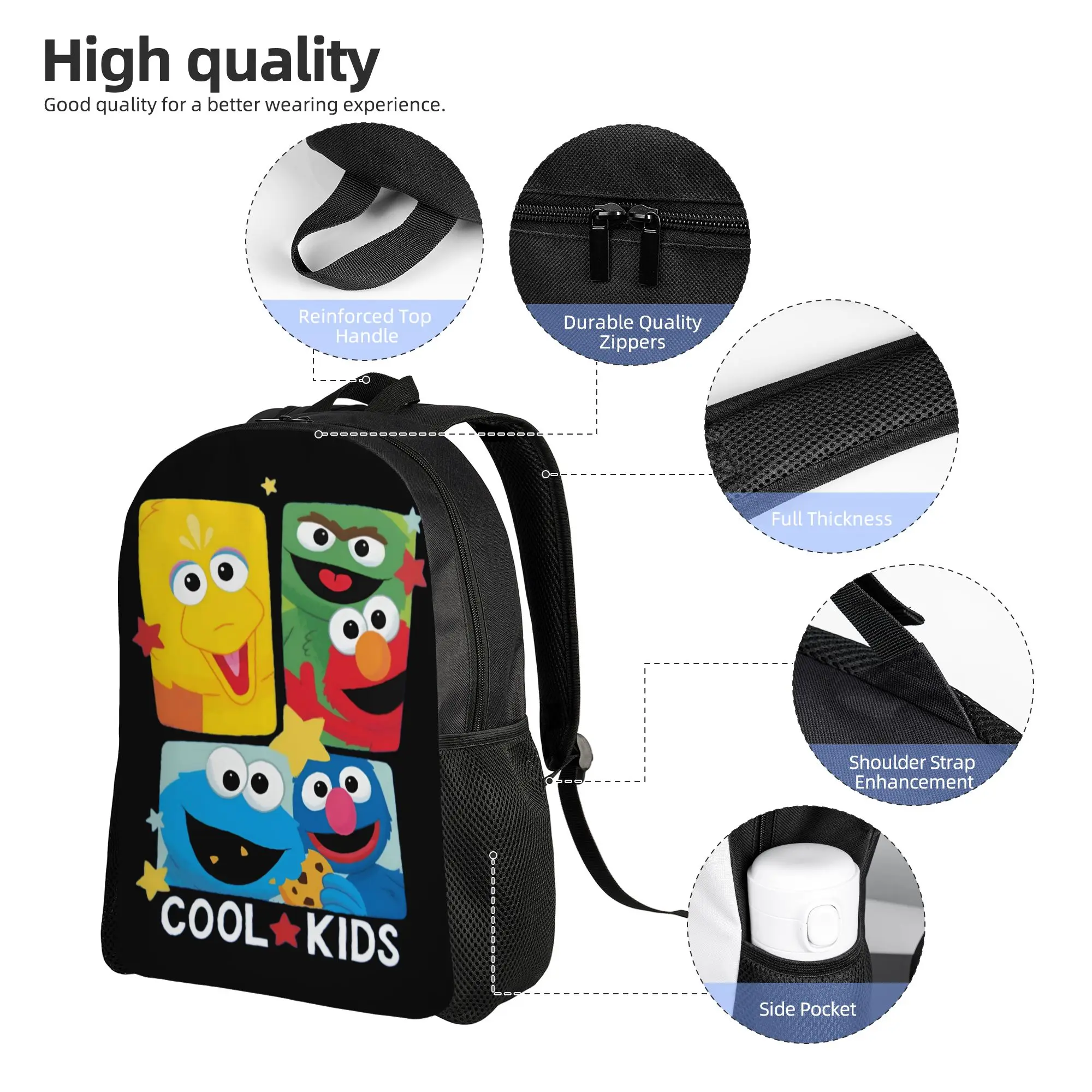 Cookie Monster Backpack for Women Men School College Students Bookbag Fits 15 Inch Laptop Cartoon Bags view 3