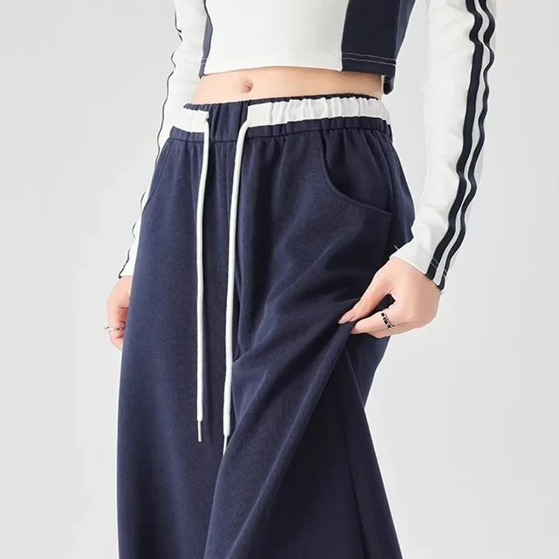 

Брюки женские с эластичной резинкой на талии, корейская мода, популярные осенние мешковатые уличные повседневные спортивные штаны для молодых студентов, классические