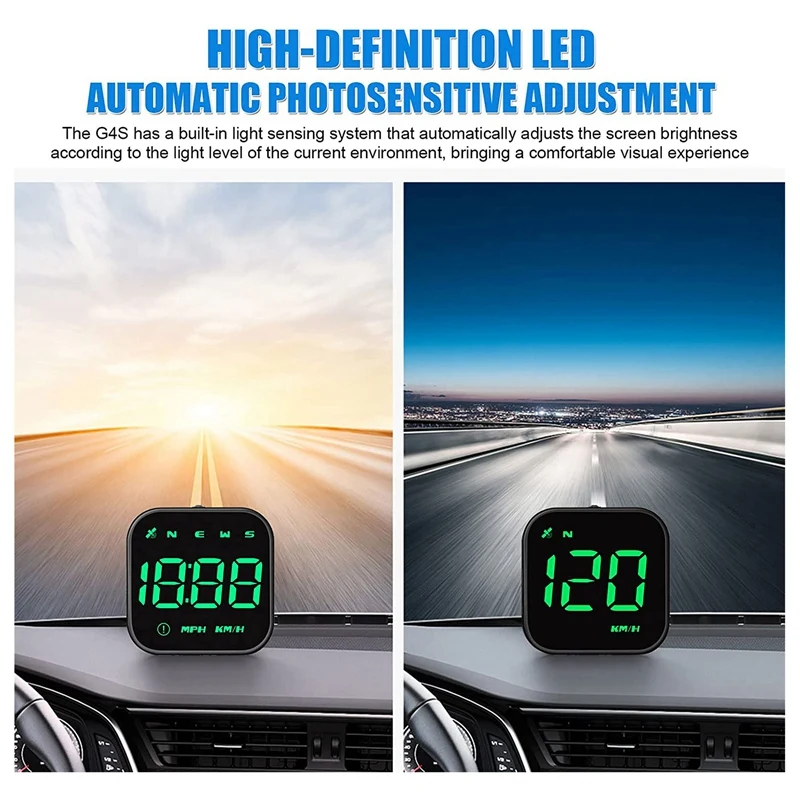 Car Head Up Display GPS Speedometer With Speed MPH, Overspeed Car Alarm Fatigue Driving Reminder For All Car Motorcycle