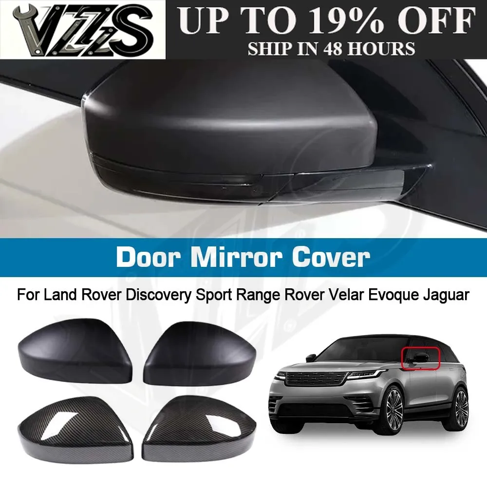 Door Mirror Cover For Land Rover Discovery Sport Range Rover Velar Evoque Jaguar Carbon Fiber Glossy Black Matte Black