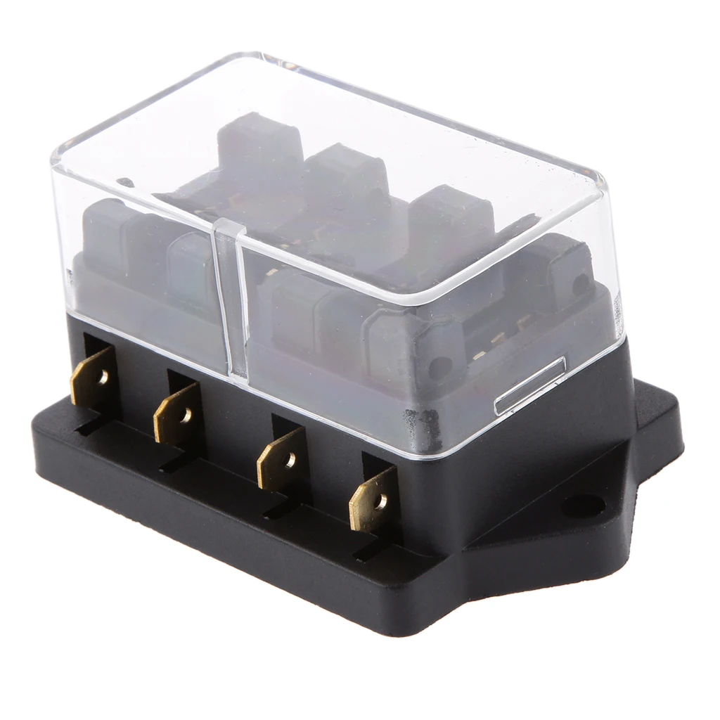 Fuse Holder Box Block 4 Way Car Auto Boat Circuit + 4 Blade Fuse 10A / 20A / 30A 12V /24V