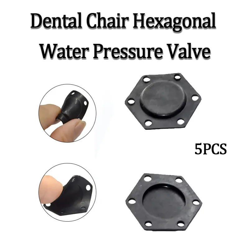 

5Pcs Dental Chair Hexagonal Water Pressure Valve Diaphragm Single-link Water Diaphragm Valve Dental Materials