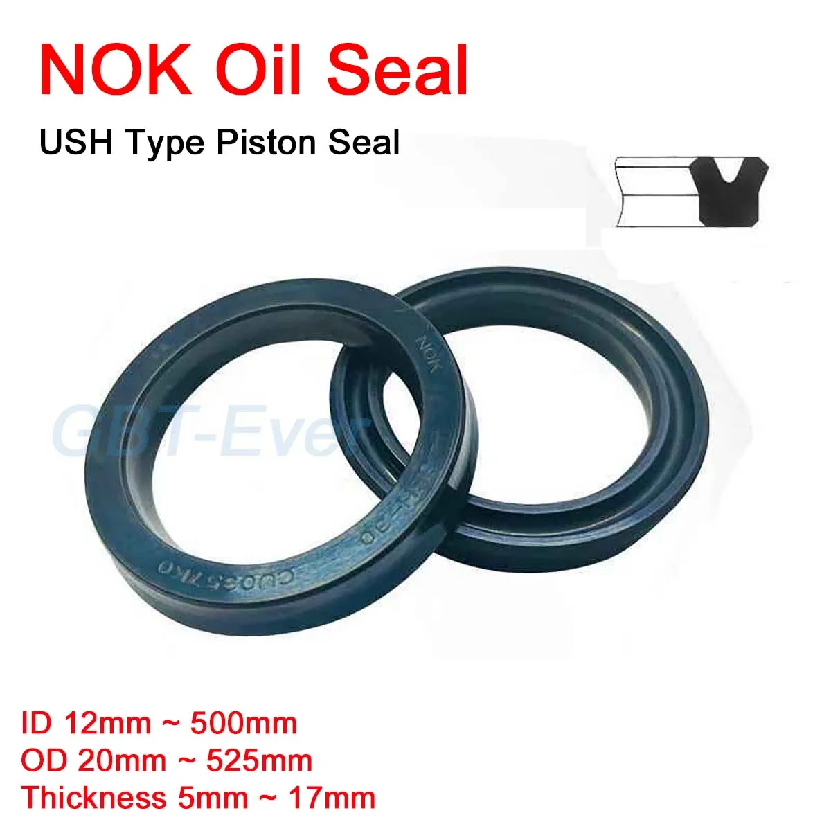 1Pcs NOK Hydraulic Oil Seal Black NBR Piston Seal Ring USH-12/14/16/18/20/22/22.4/23.5/24/25/27/28/30/31.5/32/35/35.5/36-500mm