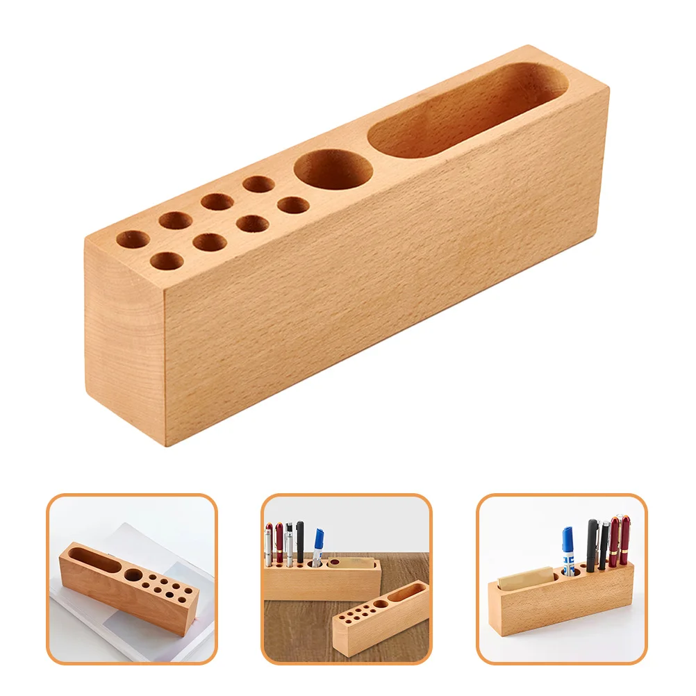 

Wooden Pen Holder Decorative Creative Desktop Stationery Organizer Pen Storage Bucket Pencil Case Office Table Decor
