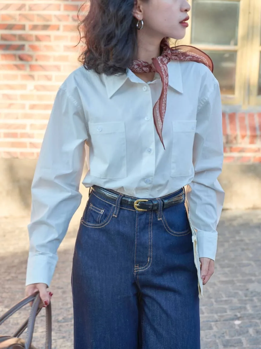 

Early Autumn Commute Design Sensation High-Defn Double ket White irt for Little Girls Pure Cotton Long Sve