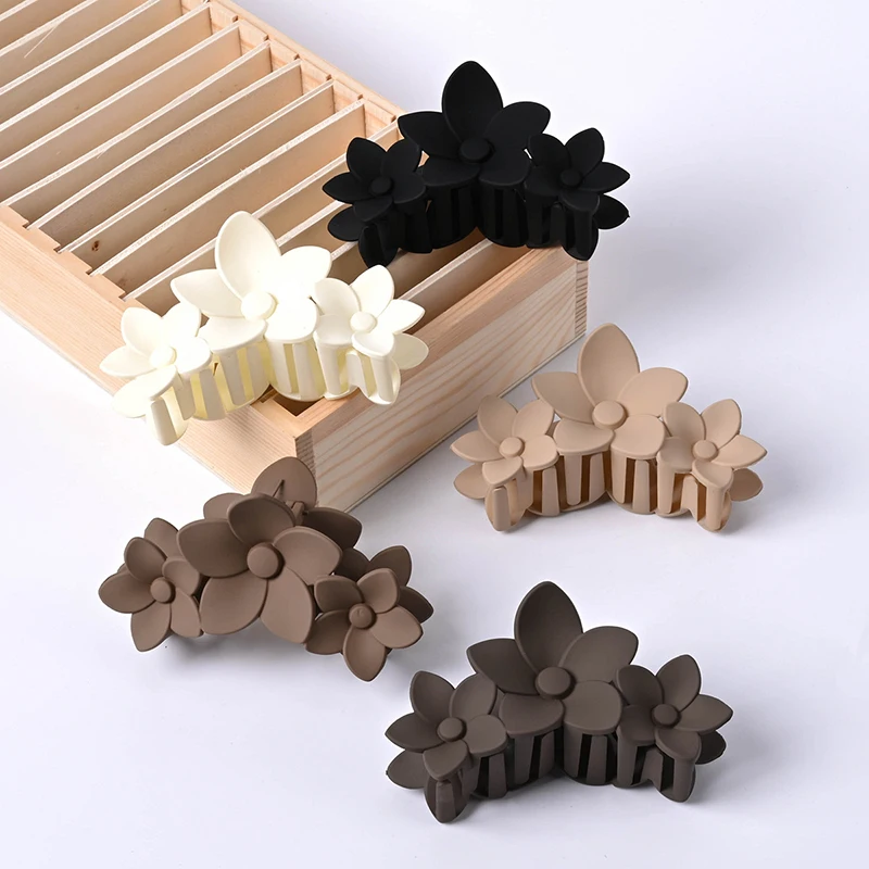 Korean-Style Three-Petal Bauhinia Large Hair Clip For Women Solid Color Shark Clip Hair Accessory