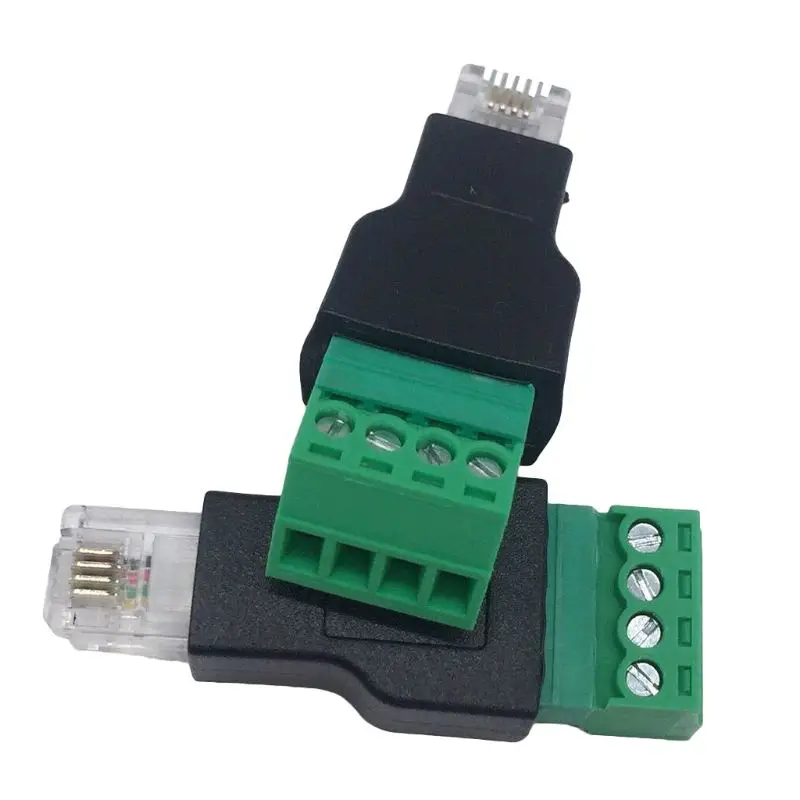 1pc Ethernet Connector RJ11 to Screw Terminal Adapter 4P 4C Male to 4 Pin Screw Terminal Connector