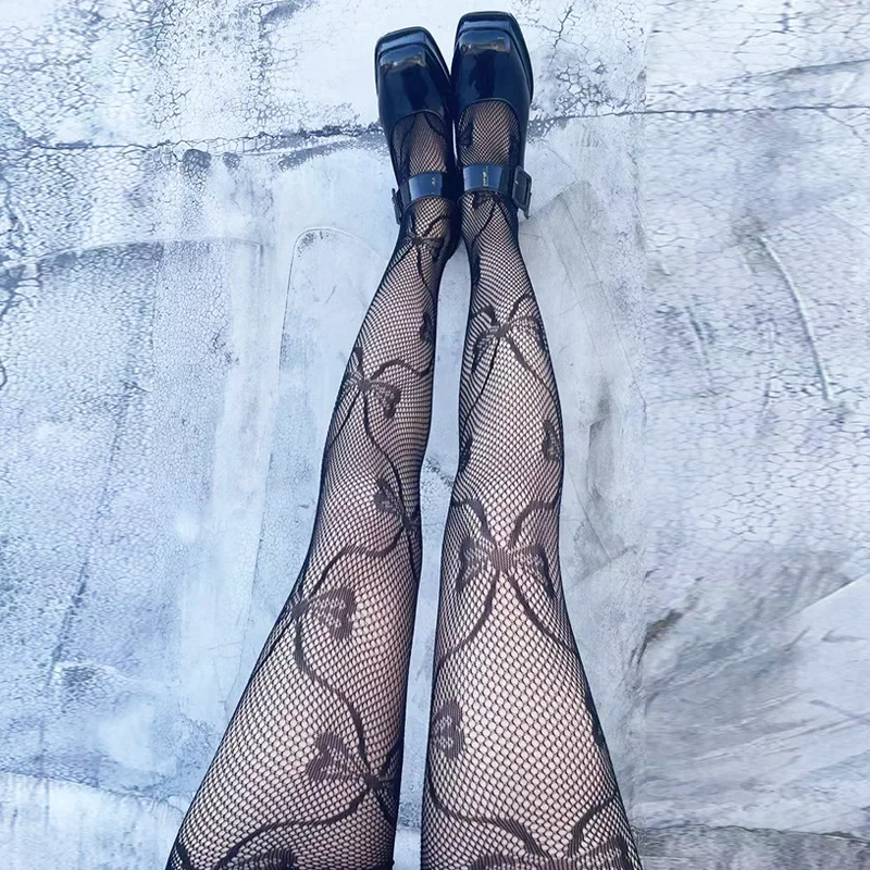 

Women Sexy Retro Gothic Lolita Cross Print Club Tights Goth Cosplay JK Girls Long Nylon Socks Body Stockings Fishnet Pantyhose