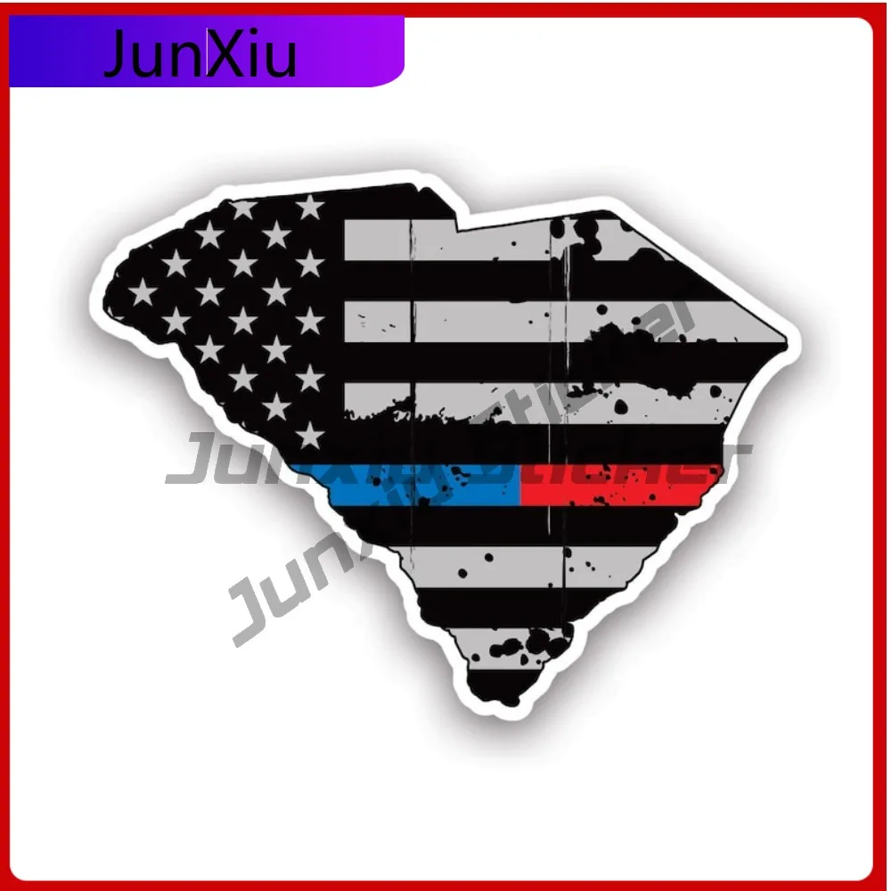 

Bold 3d Distressed Thin Blue Red Line South Carolina State Subdued Us Flag Sticker Decal American Made Uv Protected Usa First