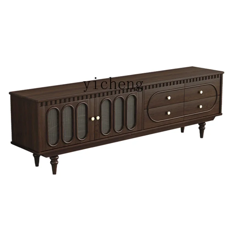 

ZC retro pure solid wood coffee table TV cabinet combination simple locker