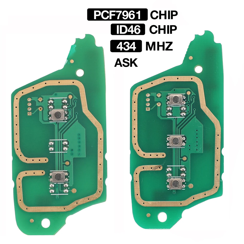 jingyuqin 2/3 BTN 433/434MHz PCF7961 ID46 Chip 5PCS Smart Remote Key Circuit Board For Mercedes-Benz Smart Mercedes Citan