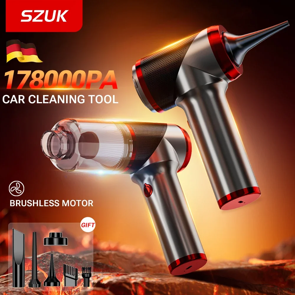 

SZUK 178000Pa Mini Car Vacuum Cleaner Powerful Handheld Cleaning Machine Strong Suction Portable Wireless Vacuum Cleaner for Car