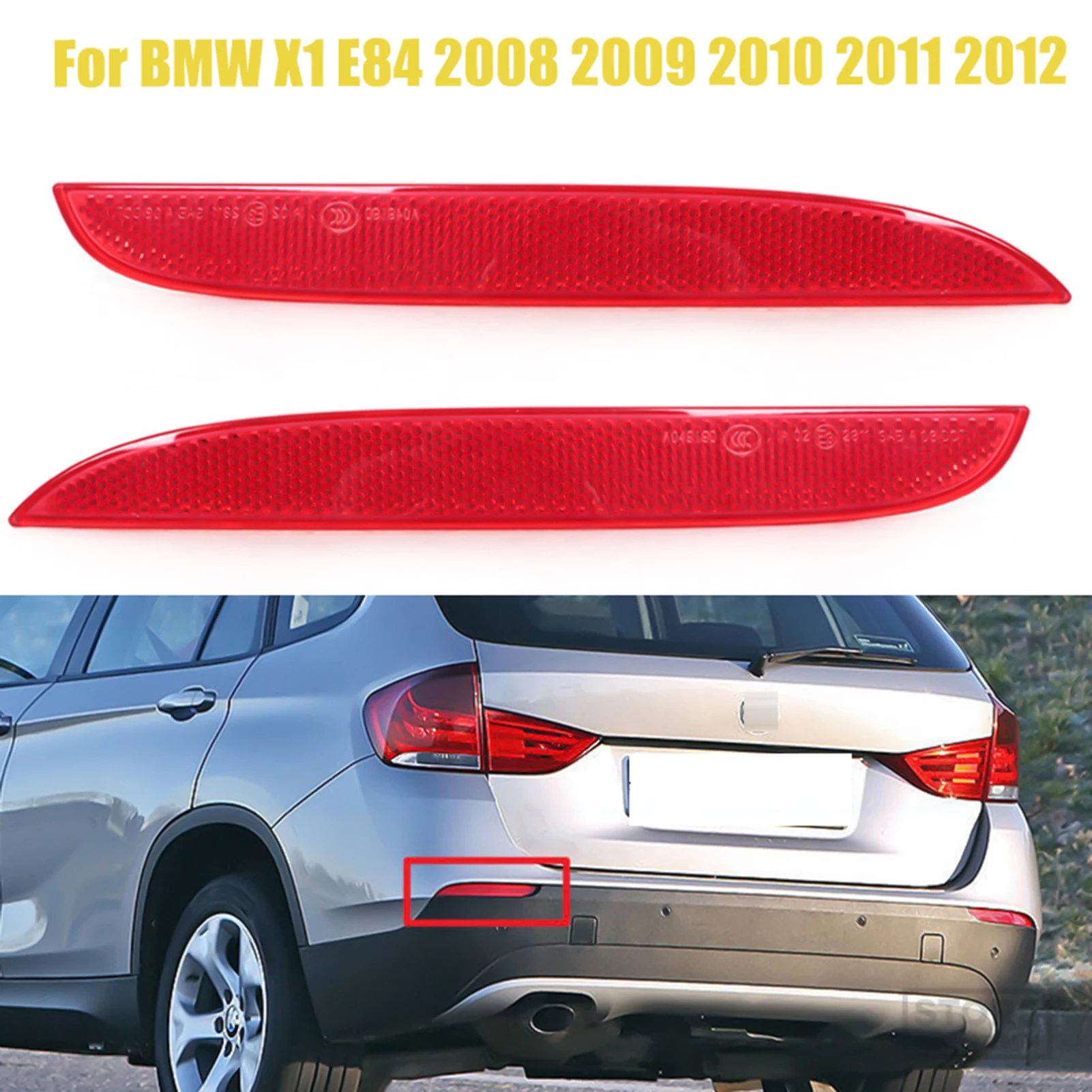 Rear Bumper Reflectors Left/Right Car Accessories Night Driving Safety Warning Bumper Replacement Reflector Red Lens Designed