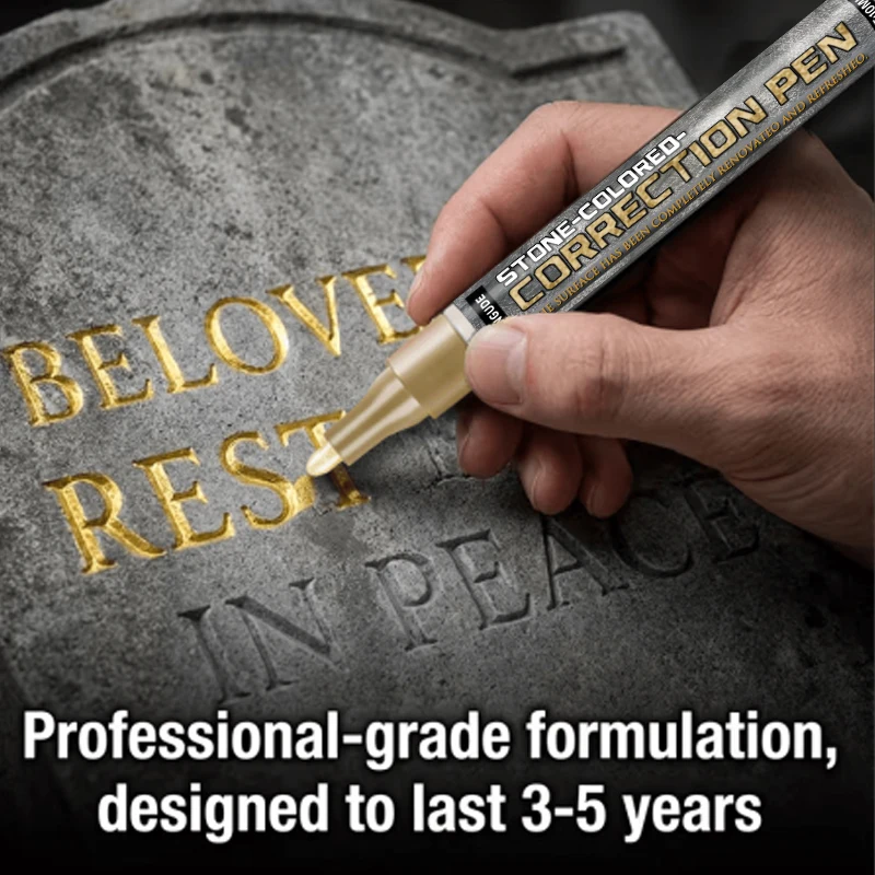 Golden Tombstone Marker Pen |   Restores Faded Text on Tombstones and Granite Surfaces, Weather-Resistant, Quick-Drying Oil-Based Fine Tip Pen for Cemetery Maintenance and Marble Tile Color Restoration, Designed Specifically for Cemetery Maintenance and Inscription Repair.