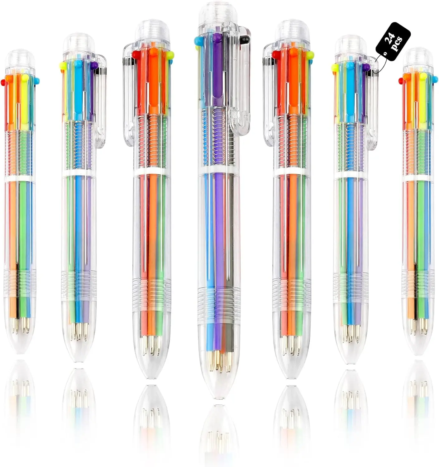 24 Pack Multicolor Pen 0.5mm 6-in-1 Multicolor Ballpoint Pens for School Office Supplies Party Favors for Kids Teacher Valentine