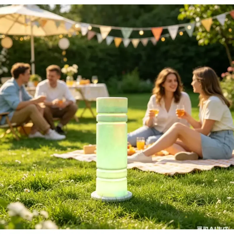 LED Illuminated Column Floor Lamp, Rotomolded LLDPE Rechargeable RGB Glowing Pillar Light for Outdoor Pool Patio Party Decor
