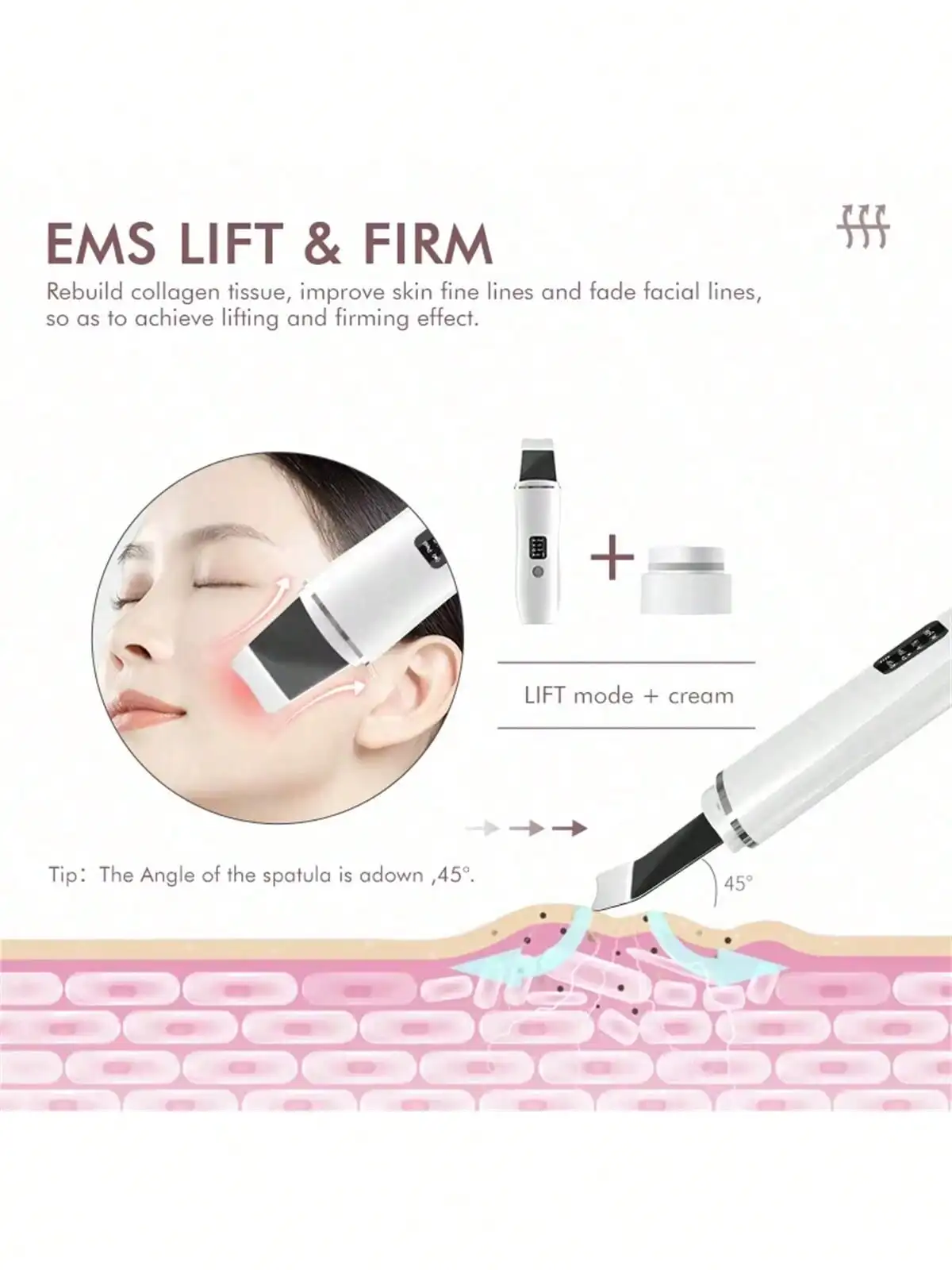 منتجات التجميل المهنية الوجه التقشير بالموجات فوق الصوتية مجرفة قشر الوجه الأنظف سونيك الجلد الغسيل ملعقة أدوات العناية بالبشرة