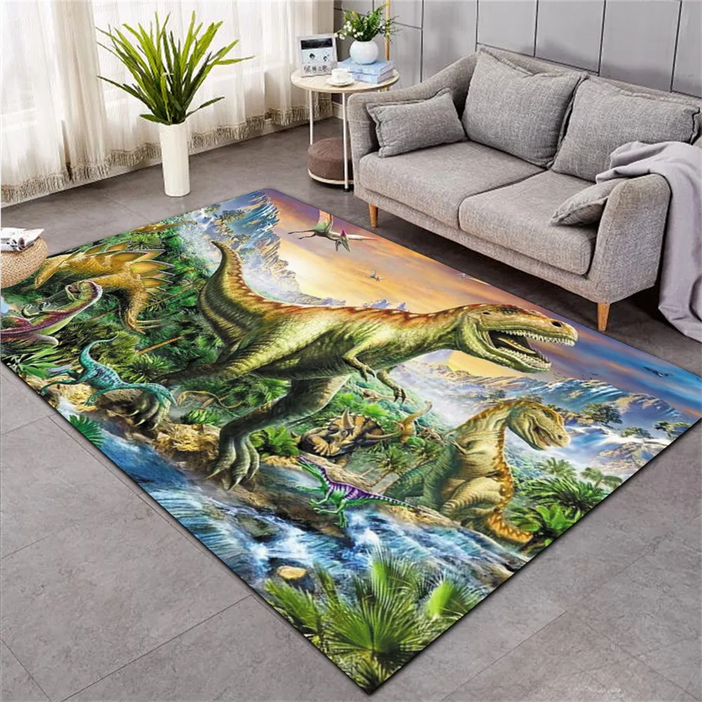 

HX Jurassic Dinosaur Carpets for Living Room Bedroom Area Rug 3D Graphic Animal Flannel Floor Mat Fashion Decor Dropshipping