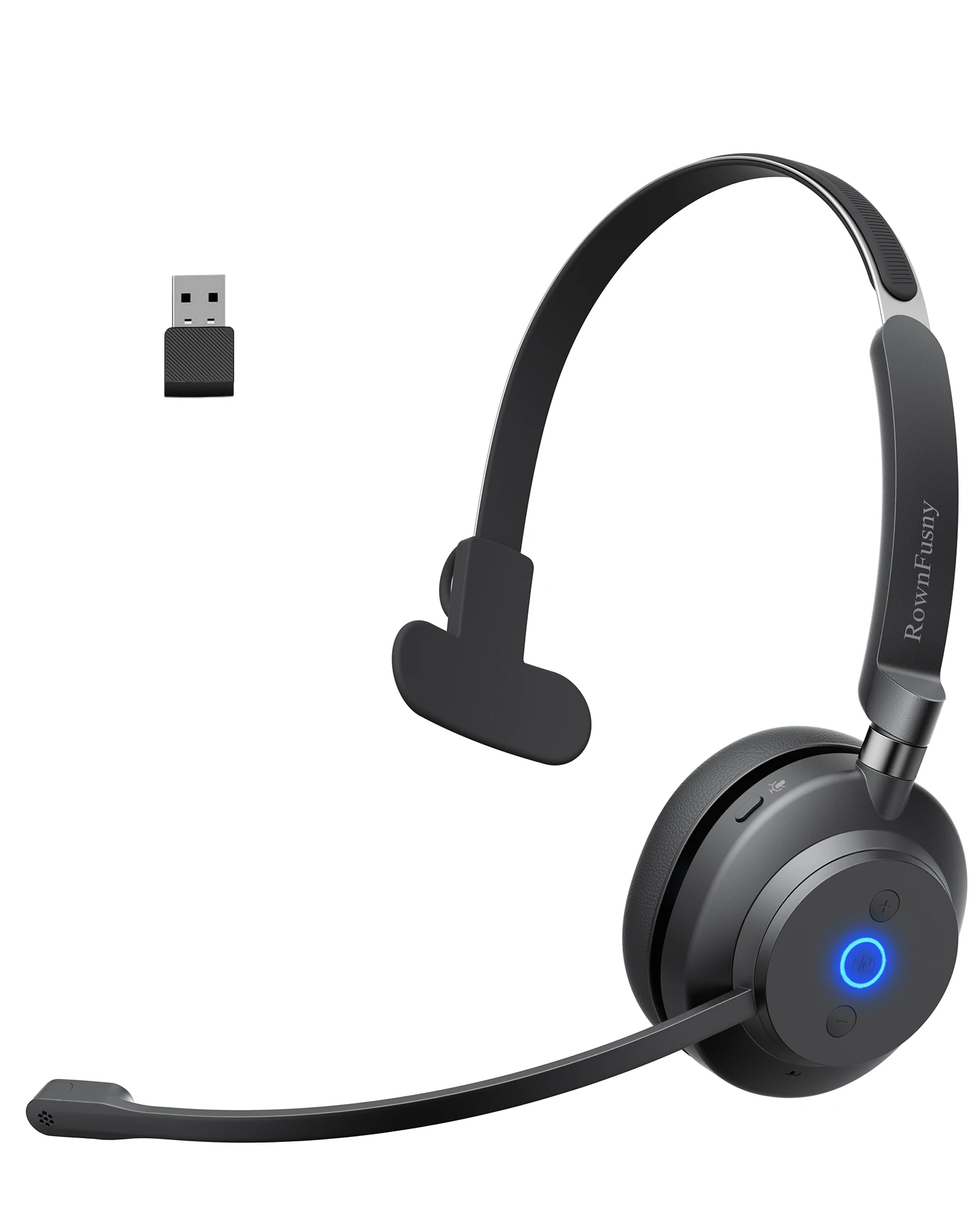Rownfusny R03 Call Center Kabelloses Headset mit Mikrofon Bluetooth 5.3 Computerkopfhörer USB-Headsets Rauschunterdrückungsmikrofon – Detail 9