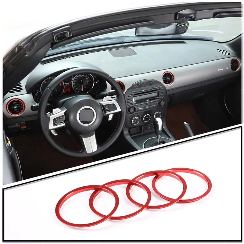 

For Mazda MX-5 RF Miata NC 2009-2015 Console Air Conditioning AC Outlet Vent Outside Ring Decorative Stickers