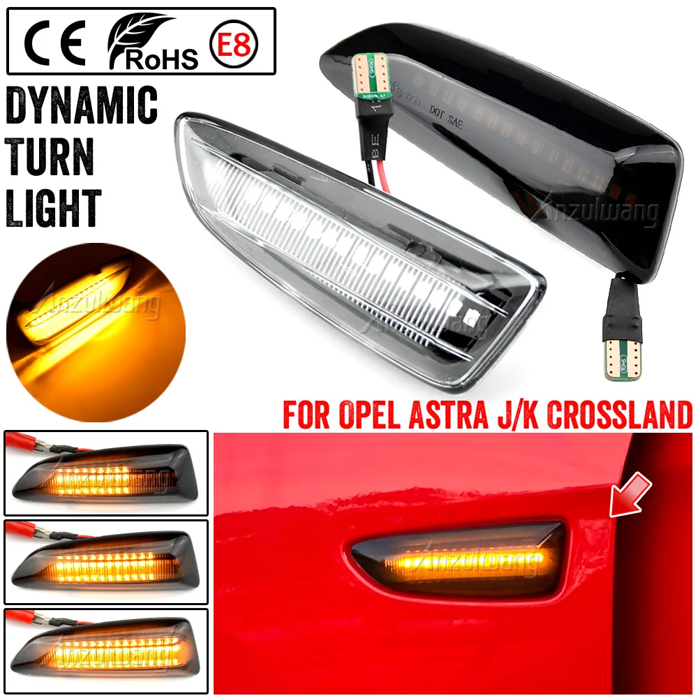 For Buick Regal Opel Zafira Tourer C Astra J K Grandland X Crossland X Insignia B Led Dynamic Side Marker Turn Signal Light