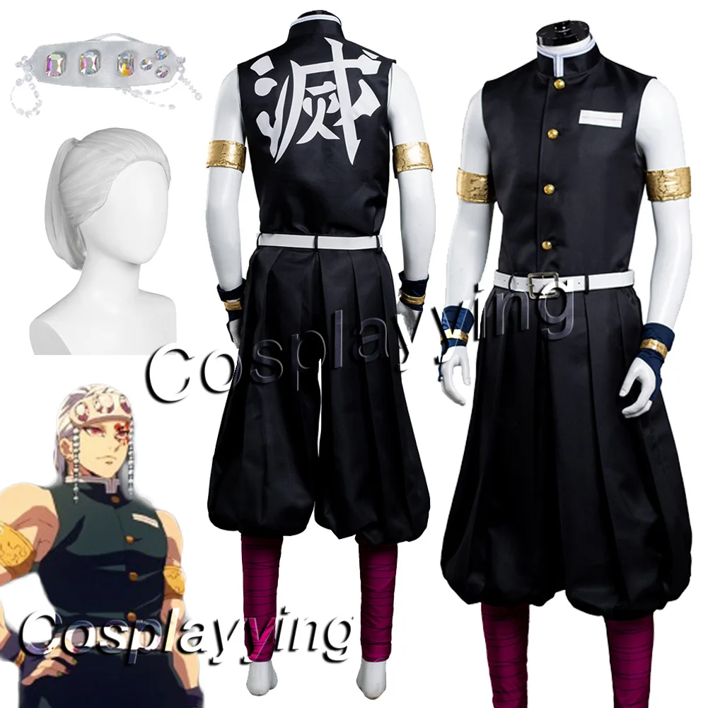 

Fantasia Uzui Tengen Cosplay Headband Wigs Anime Devil Murderer Costume Men Male Role Play Fancy Dress Up Party Cloth