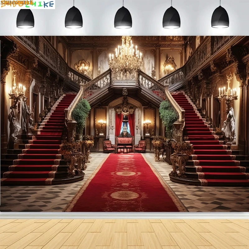 

Golden Palace Interior Background Elegant Hall Marble Columns Arch Windows Luxury Weddings Banquets Photography Backdrops GK-04