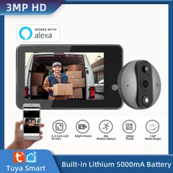 3MP Tuya Smart 2.4G Wifi Door Intercom Video Wireless House Door bells Digital door peepholes With Camera Alexa For Home