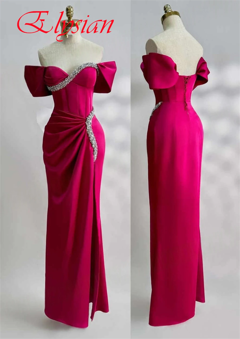 

Изысканное розовое атласное вечернее платье по индивидуальному заказу, элегантное изящное вечернее платье без бретелек с короткими рукавами, классическое платье для выпускного вечера на молнии сзади