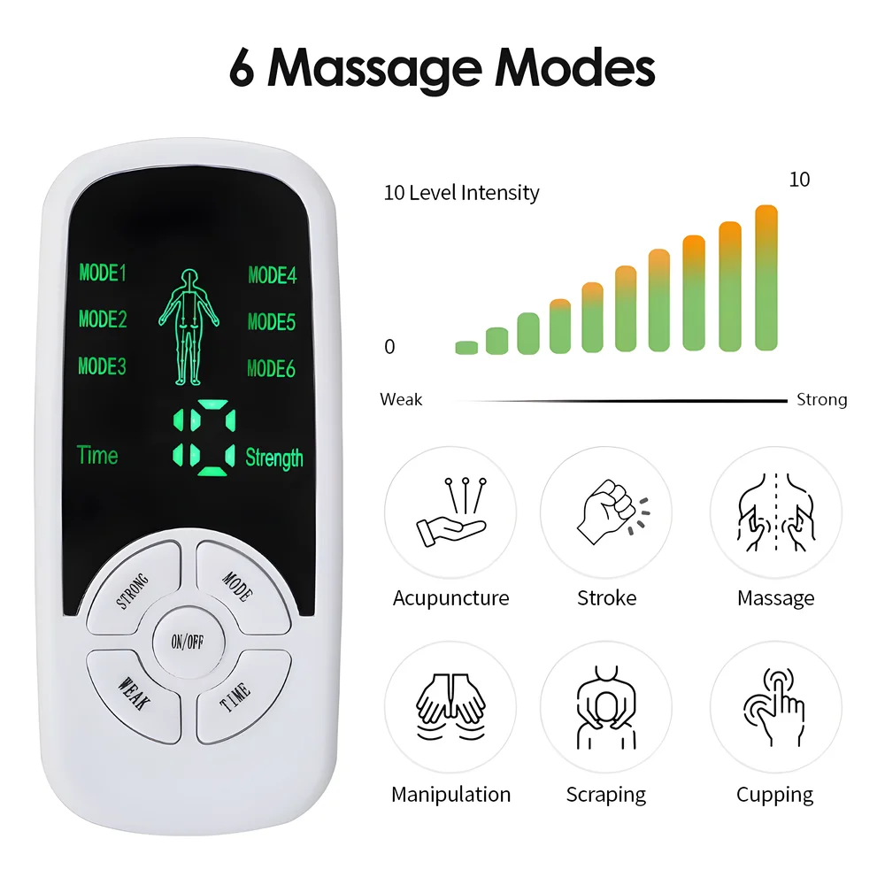 EMS نبض الكهربائية العضلات محفز الظهر الرقبة الجسم مدلك عشرات الوخز بالإبر ميريديان العلاج الطبيعي أدوات مساج رقمية