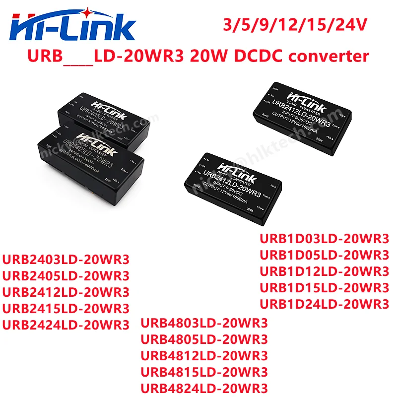 Hi-Link New DCDC 3V 5V 9V 12V 15V 24V 20W Switching Converter URB____LD-20WR3 Isolated Power supply module for electric meter