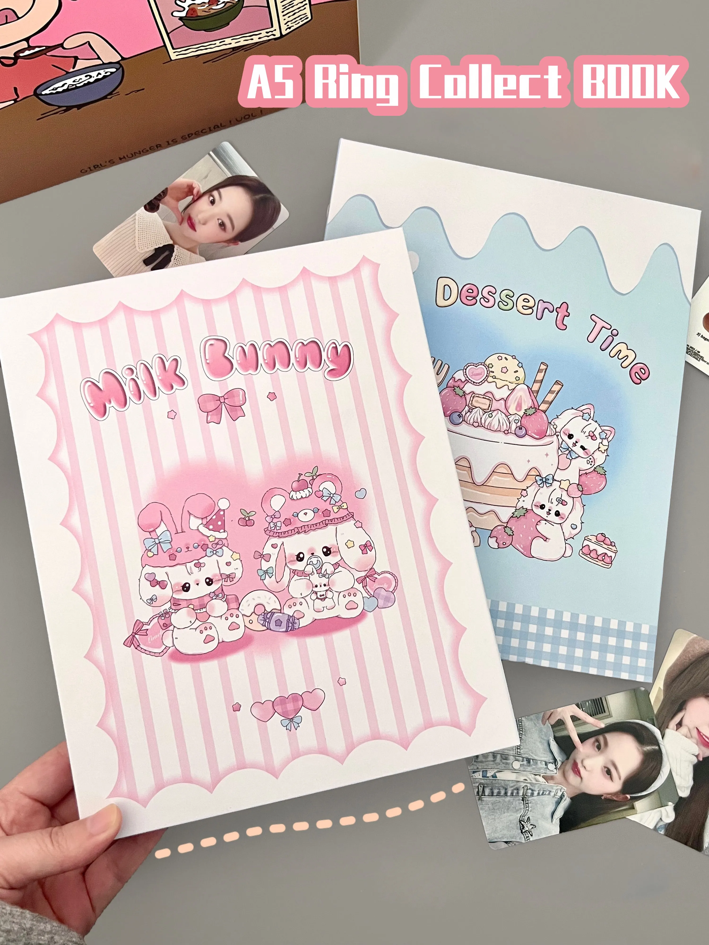 SKYSONIC New A5 Binder Collect Book 3D Photo Album Agenda Kawaii Cover Postcards Ring Organizer DIY Refills Suppliers