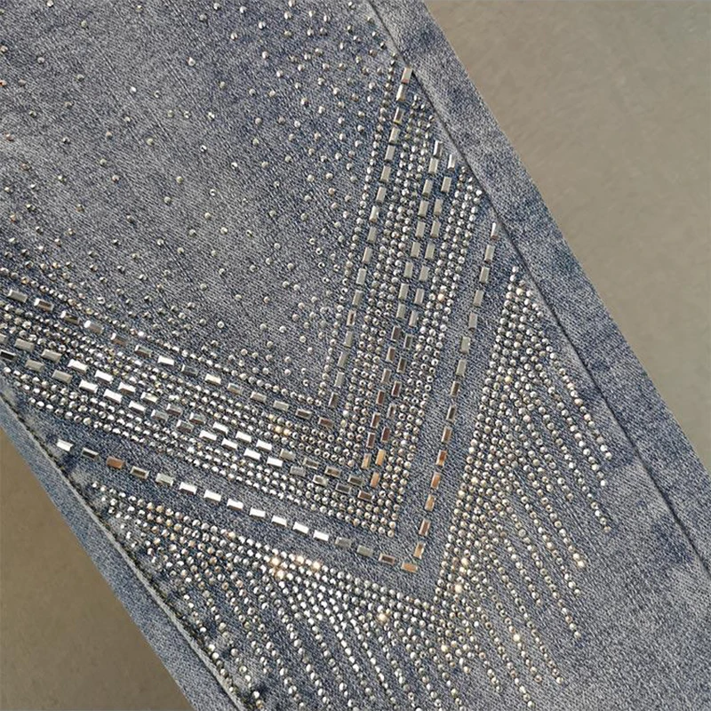 Pantalones vaqueros de mujer Primavera Verano cintura alta aparecen pantalones vaqueros finos para mujer temperamento versión coreana pantalones ajustados JJ379