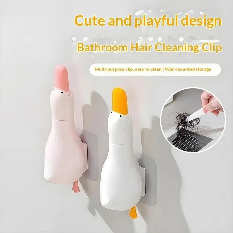 1pcs-Duck-Shaped Double-Headed Design Two-In-One Cleaning Clip Hair Clip Garbage Clip Bathroom Floor Drain Sewer Cleaning Tools