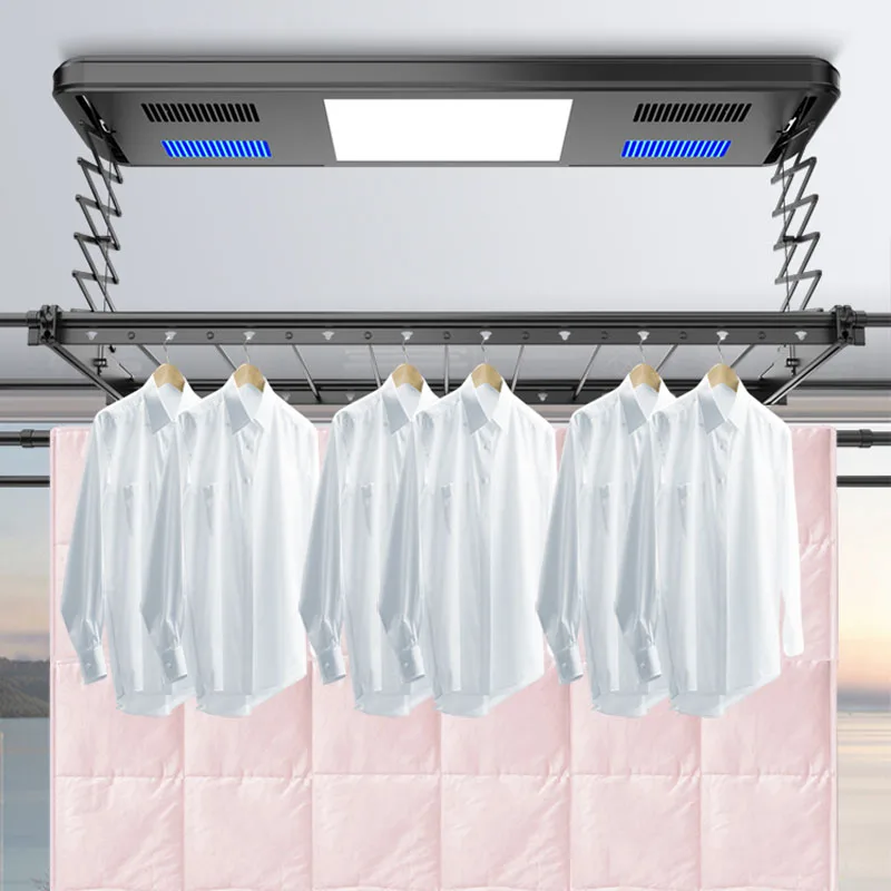 Automatic Ceiling Electric Foldable Laundry Clothing Drying Hanging Rack Heating Air Remote Control Clothes Dryer