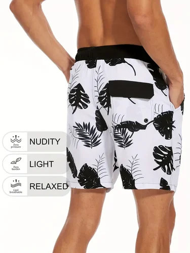 Imagen 2 del producto Pantalones cortos de playa con estampado Harajuku para hombre, pantalones cortos de secado rápido, pantalones cortos con cordón de cintura elástica, pantalones cortos de verano