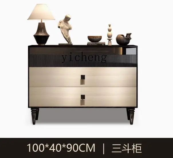 Zz retro entrance chest, high-end sense, antique solid wood storage in the living room, multi-pump cabinet at the end of the bed