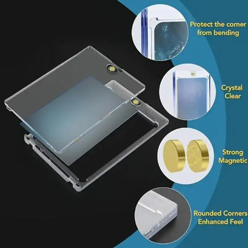 Tempat Kartu Magnetik untuk Kartu Permainan Pelindung Casing Keras Akrilik Transparan untuk Kartu Permainan Bisbol Olahraga