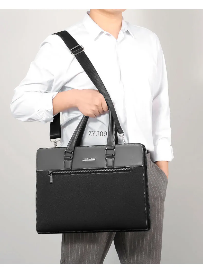 *File bag Men's handbag Commuter document bag Zipper business meeting bag