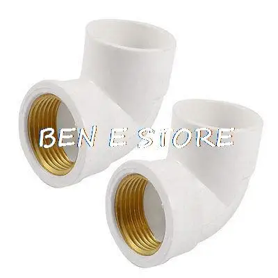 

1" PT Brass Female Thread x 32mm PVC Slip Right Angle Pipe Elbow Coupler 2 Pcs