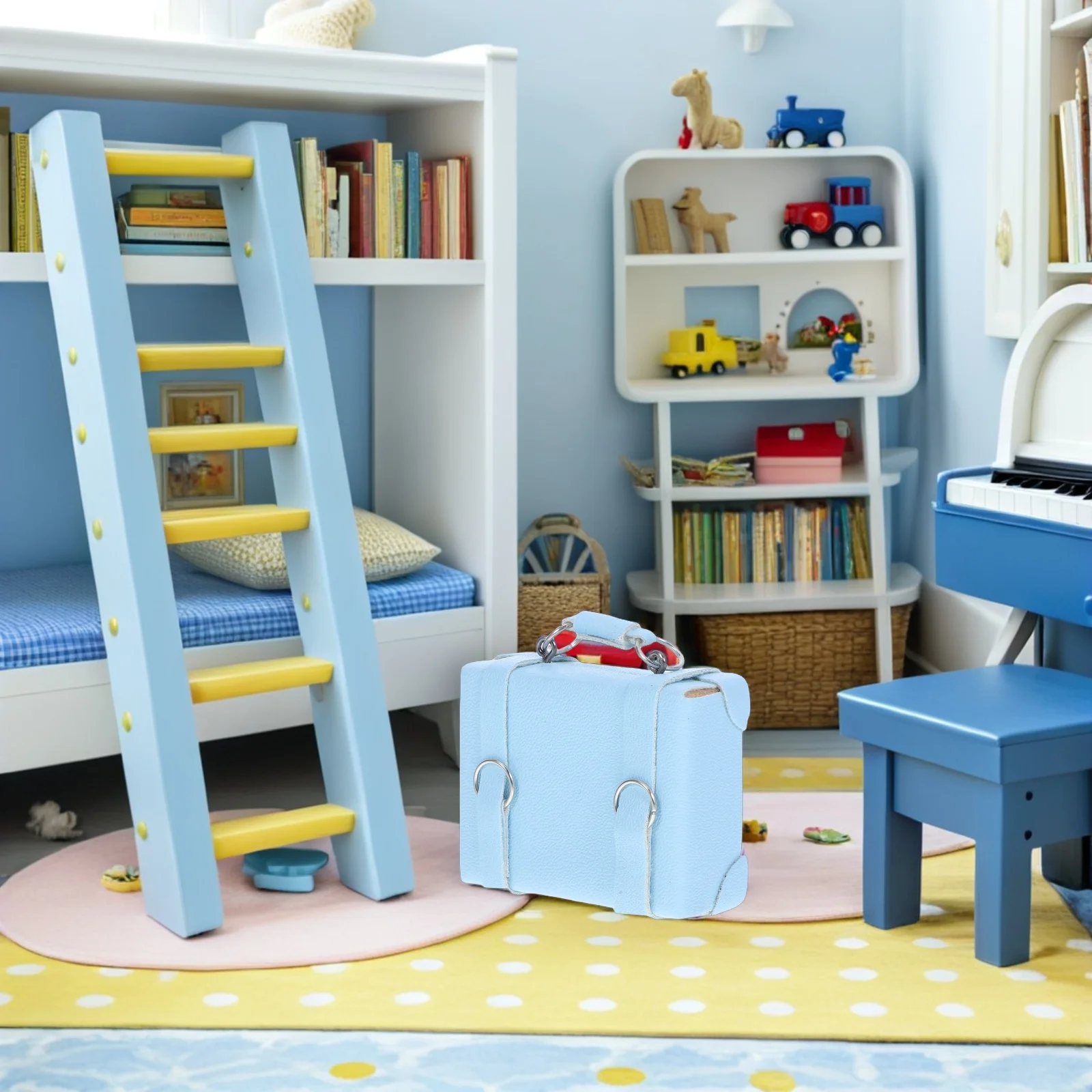 미니 여행가방 귀여운 미니어처 여행용 케이스 어린이용 빈티지 가방 나무 모조 디자인 역할놀이 선물 인형집