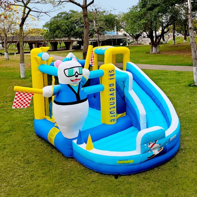 

Polar Bear Inflatable Bouncy Castle Combo Indoor Outdoor Kids Playground Slide Toddler Play Area Commercial Bounce House
