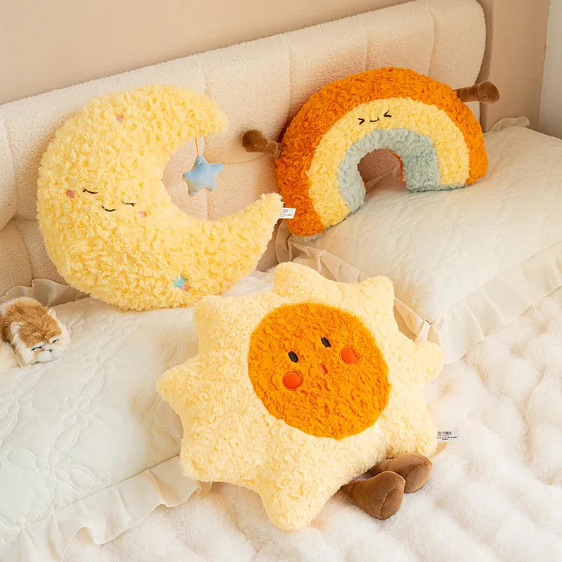 45cm Ins Nordic Style Color Star Cloud Plush Pillow Stuffed Soft Cartoon Sun Plushie Toys Kawaii Room Decor for Kids Girls Gifts