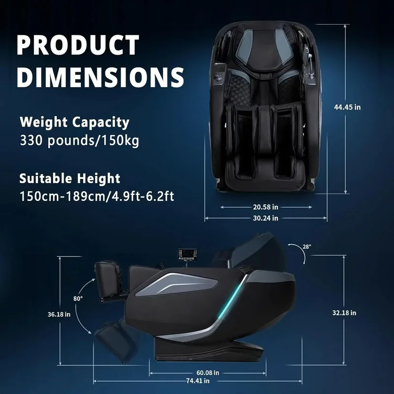 Full Body Zero Gravity Recliner Massage Chair, 15 Modes, 11 Techniques, 40 Airbags, Yoga Stretch, APP Control