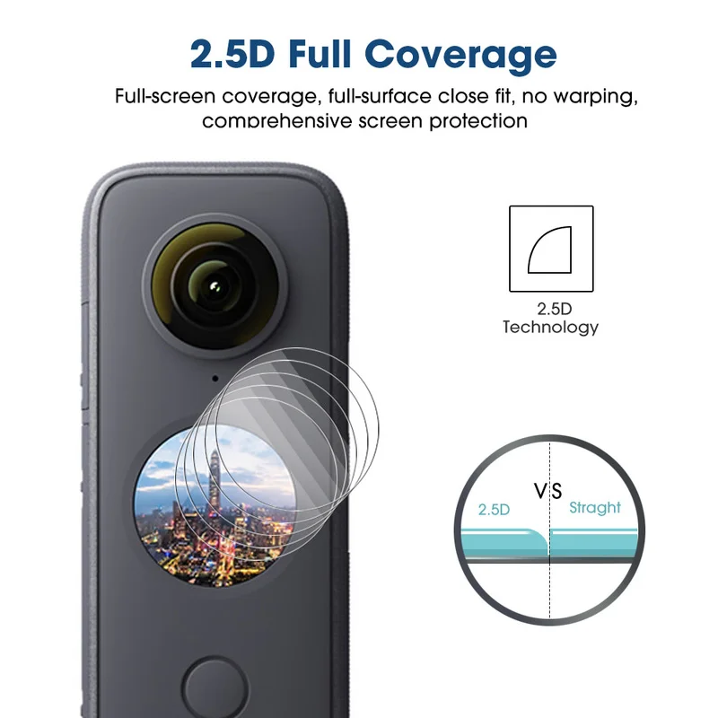 5Pcs Tempered Glass Screen Protector Cover for Insta360 One X2 for Insta 360 Action Camera Screen Anti-Scratch Protection Film