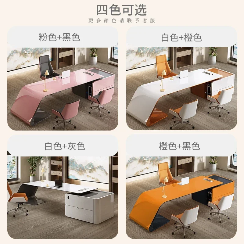 

Minimalist Modern Fashion White Paint Boss Desk