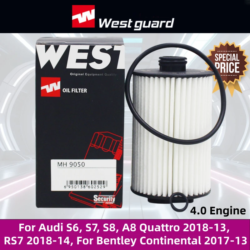 

WESTGUARD Oil Filter For Audi S6, S7, S8, A8 D4 Quattro 2018-13, RS7 2018-14, For Bentley Continental 2017-13 MH9050 079198405D