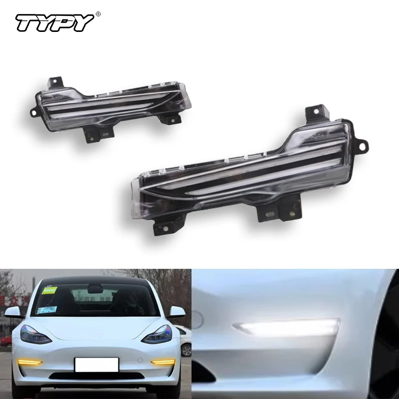 

TYPY 1 Set For Tesla Model 3 Model Y 2019 2020 2021 2022 Car DRL Daytime Running Lights LED Daylight Fog lamp turn signal