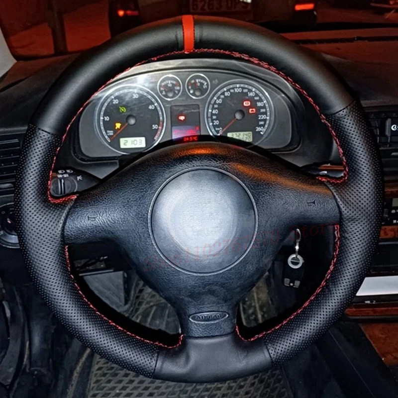

Кожаный чехол на руль для Volkswagen VW Golf 4, Passat B5 1996-2003, Seat Leon 1999-2004, Polo 1999-2000