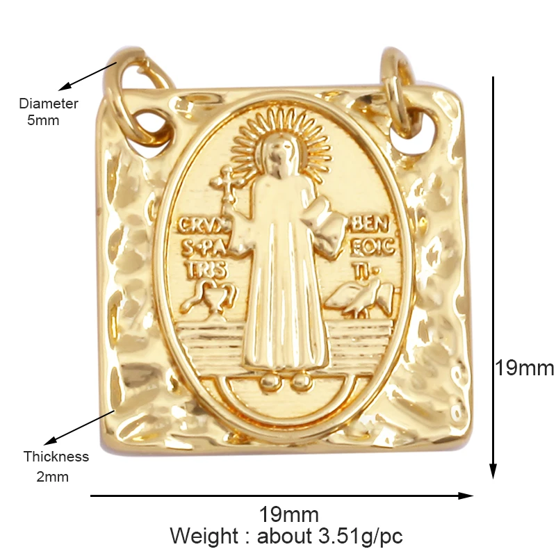 Religious Style Holy Virgin Mary Jesus Geometry Charm Pendant,18K Gold Inlaid  Zirconia Jewelry Necklace Accessories Supply K37